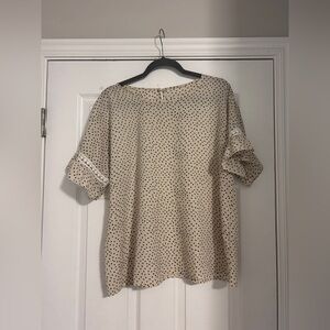 SHEIN Beige and Black Polka Dot Blouse